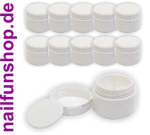 10x 5ml Geltiegel weiss - Leerdose - Cremedose mit Silberrand und Abdichtscheibe