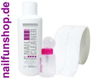 1 Liter Nail Cleaner = 1000ml + 500 Zelletten + 1x Pumpflasche (leer) 170ml