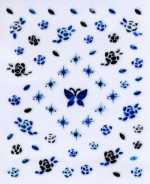 1 Bogen 3D Design Nail Sticker silber/metallicblau #601