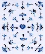 1 Bogen 3D Design Nail Sticker silber/metallicblau #602