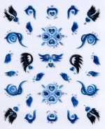 1 Bogen 3D Design Nail Sticker silber/metallicblau #603