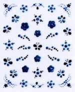 1 Bogen 3D Design Nail Sticker silber/metallicblau #604