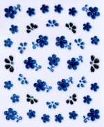 1 Bogen 3D Design Nail Sticker silber/metallicblau #605