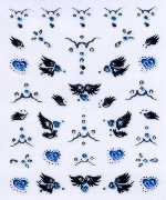 1 Bogen 3D Design Nail Sticker silber/metallicblau #606