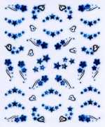 1 Bogen 3D Design Nail Sticker silber/metallicblau #609