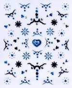 1 Bogen 3D Design Nail Sticker silber/metallicblau #610