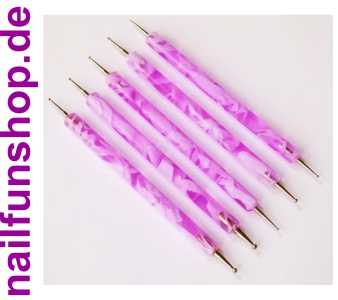 5er Pack NAILFUN Designer Swirtool Spotswirl Pink-Rose in verschiedenen Grössen
