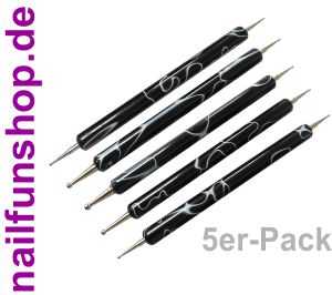 5er Pack NAILFUN Designer Swirtool Spotswirl s/w in verschiedenen Grössen