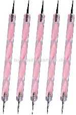 5 Stück NAILFUN Swirltool ROSA fein Nailart-Werkzeug mit 2 Spitzen