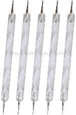 5 Stück NAILFUN Swirltool WEISS fein Nailart-Werkzeug mit 2 Spitzen