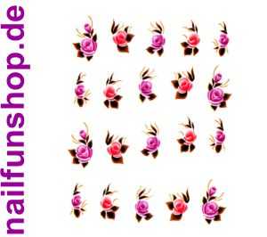 1 Bogen One Stroke Sticker BLE007 (20 Stück) Nailsticker Blumen Nail-Tattoo