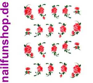1 Bogen One Stroke Sticker BLE035 (20 Stück) Nailsticker rote Rosen  Nail-Tattoo