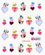1 Bogen One Stroke Sticker BLE057 (20 Stück) Nailsticker Herzen Nail-Tattoo