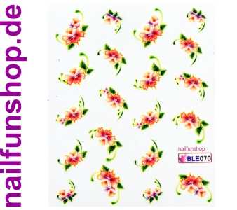 1 Bogen One Stroke Sticker BLE070 (20 Stück) Nailsticker Blumen Nail-Tattoo