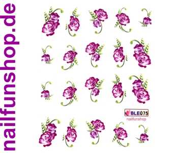 1 Bogen One Stroke Sticker BLE075 (20 Stück) Nailsticker Blumen Nail-Tattoo