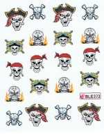 1 Bogen One Stroke Sticker BLE-373 (20 Stück) Nailsticker Nail-Tattoo Piraten