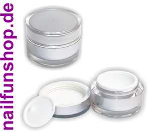 15ml NF15 Designer Geltiegel silber-transparent - Leerdose mit Abdichtscheibe