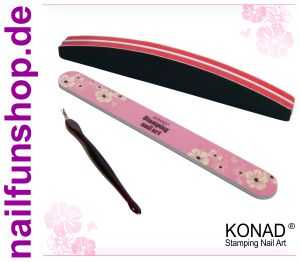 Konad ® Feilenset - 2-wege Buffer Feile + Nagelfeile 120/180 + Nagelhautmesser