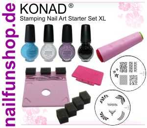 Konad XXL Stamping Set inkl. 4x Lack + Doppelstempel + Scrapper XL + M57 + M36