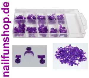 Mini French Tips Nagelspitzen violett - 100 Stück French Spitzen in Tipbox