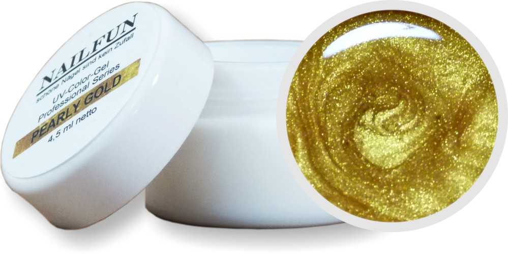 NAILFUN PEARLY GOLD UV-Farbgel Professional Series Studioqualität 4,5ml im Glaskeramik Tiegel mit Schraubverschluss