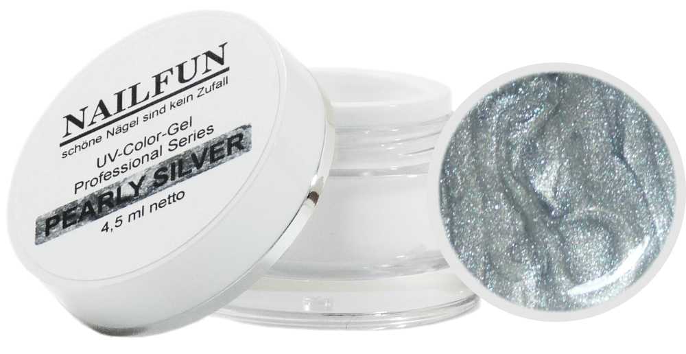 NAILFUN Pearly Silver UV-Farbgel Professional Series Studioqualität 4,5ml im Designer Kunststoff Tiegel