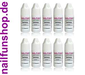10 Stück NAILFUN Profi-Tipkleber, Nagelkleber 3g - transparent und dünnviskos