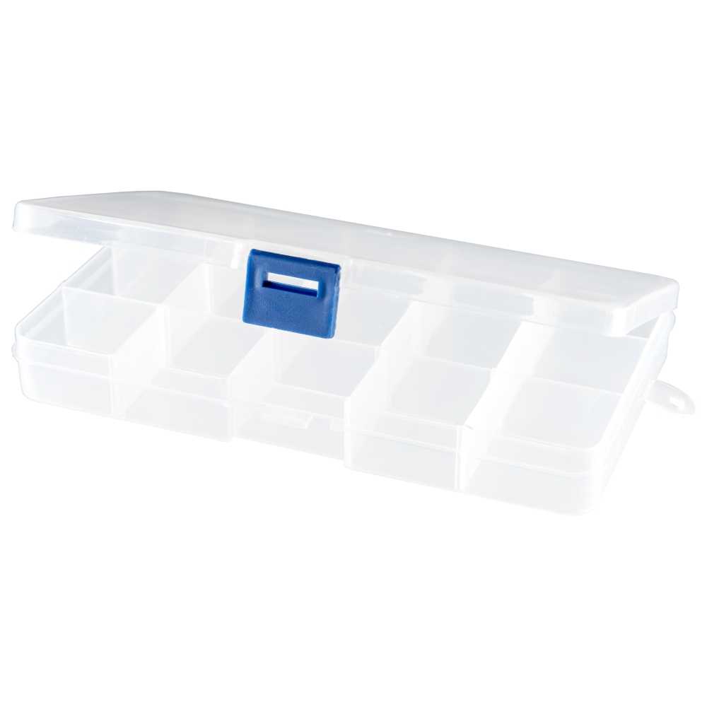 Sortierbox transparent (leer) 15 Fächer mit Klappdeckel und Schnellverschluss
