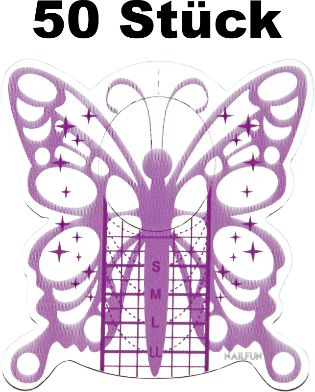 50 selbstklebende Modellierschablonen Butterfly silver purple