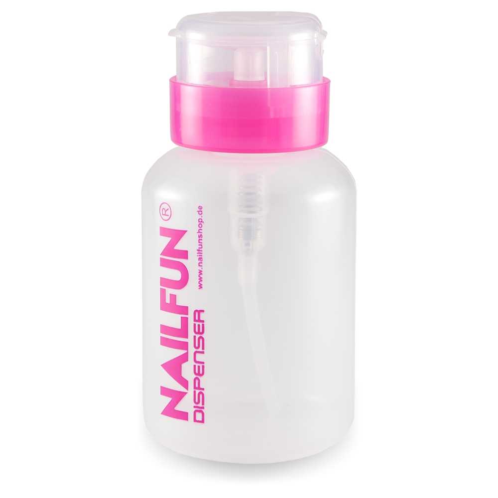 Dispenser / Pumpflasche pink transparent mit Pumpteller ca.200ml (leer)
