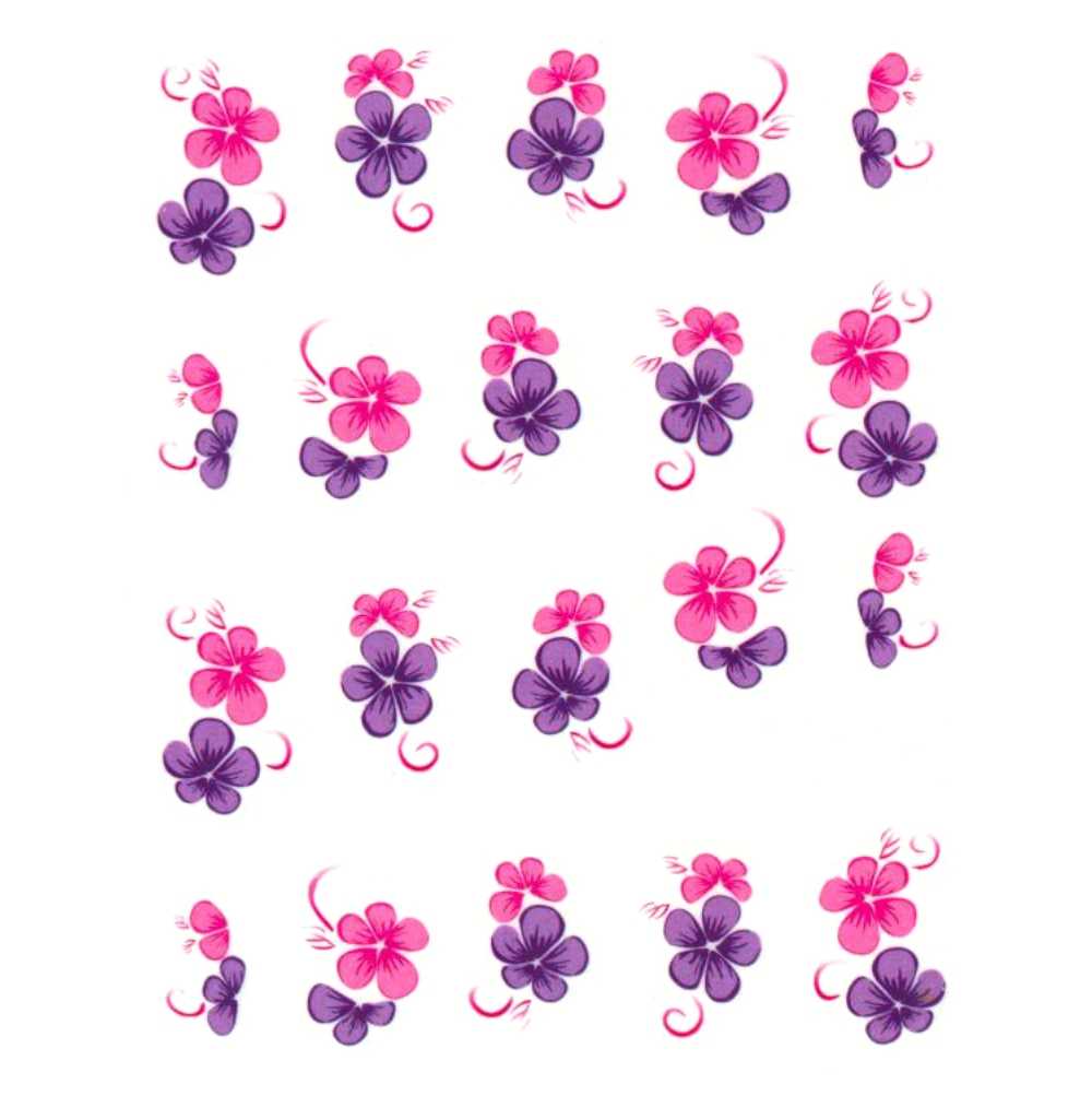 1 Bogen One Stroke Sticker BLE164 (20 Stück) Nailsticker Blumen Nail-Tattoo