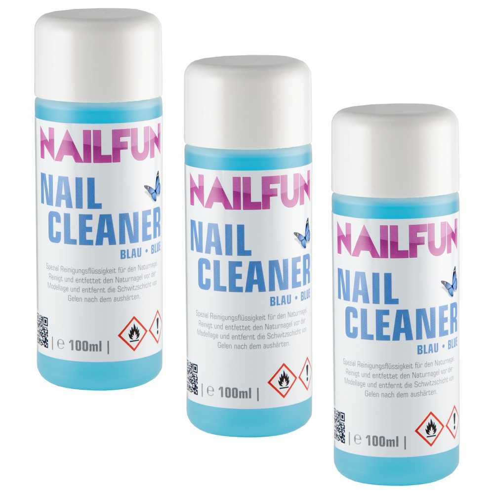 Nailcleaner 3er Pack blau (je 100 ml) im Spar-Set - Cleaner für Nagelmodellage