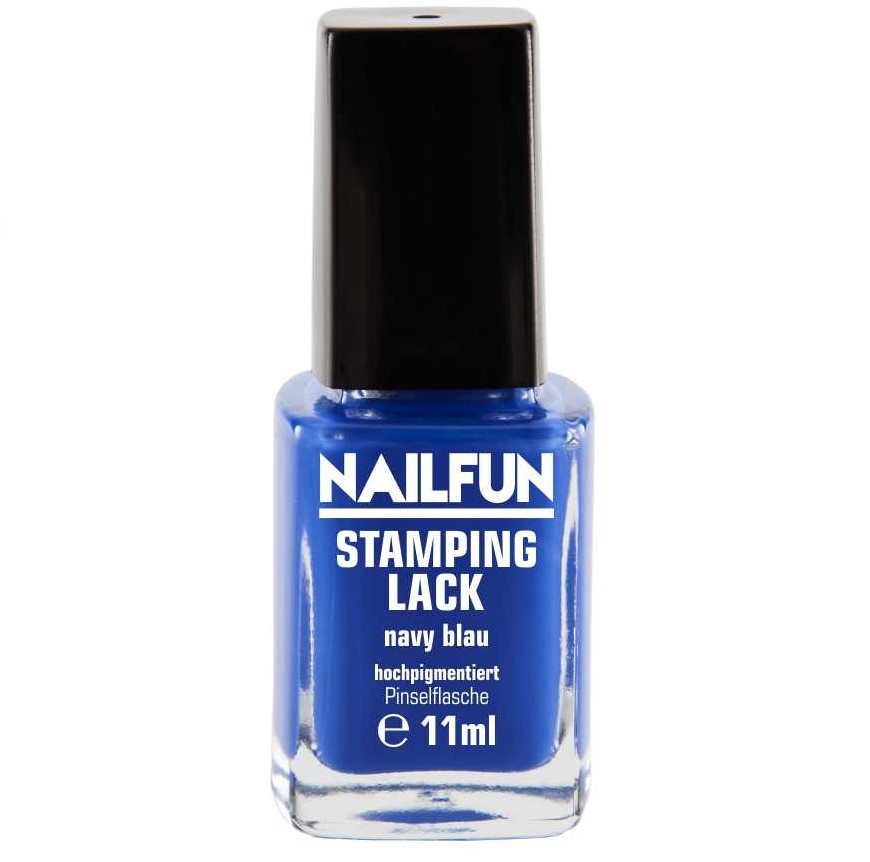 NAILFUN Stampinglack Navy Blau 11ml in der Glas Pinselflasche