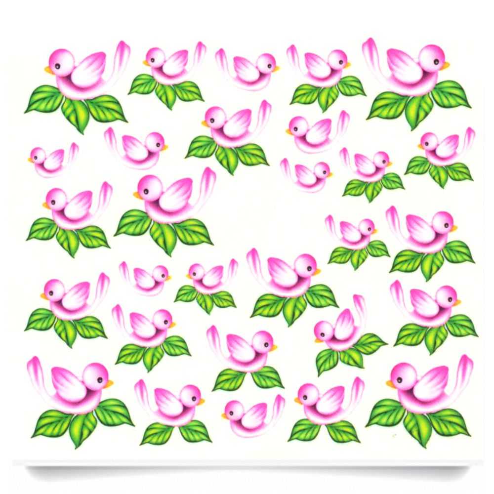 1 Bogen One Stroke Sticker C034 Vogel pink Nailsticker Nail-Tattoo