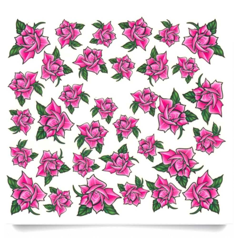 1 Bogen One Stroke Sticker C031 Blumen pink rosa Nailsticker Nail-Tattoo