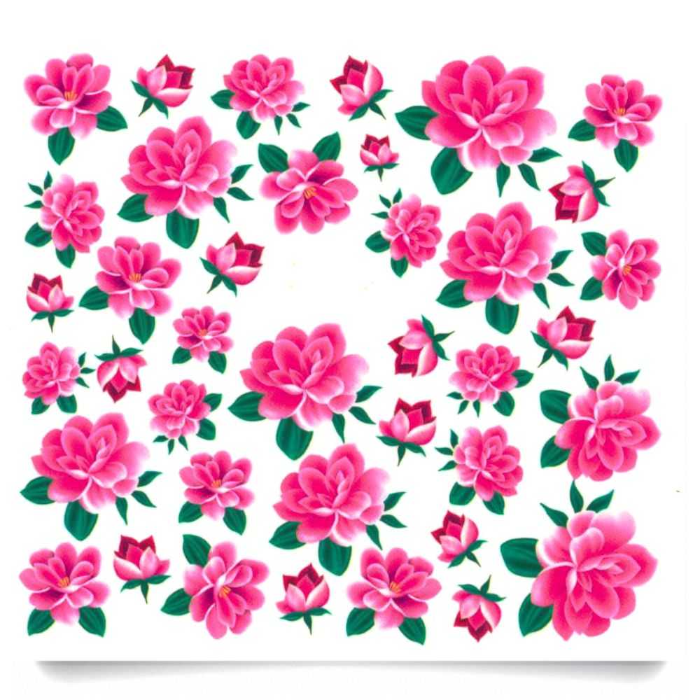 1 Bogen One Stroke Sticker C020 Blumen pink rosa Nailsticker Nail-Tattoo