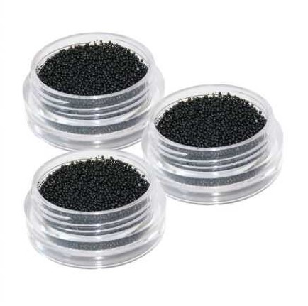 3 Döschen mit Microperlen schwarz - insgesamt ca. 6g Mini-Perlen