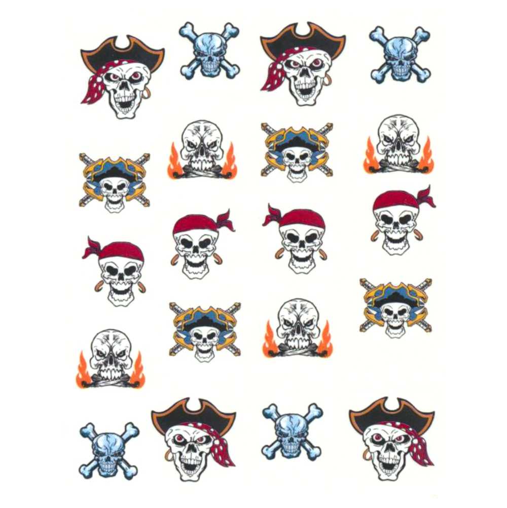 1 Bogen One Stroke Sticker BLE-373 Halloween Nailsticker Pirat Karneval Fasching