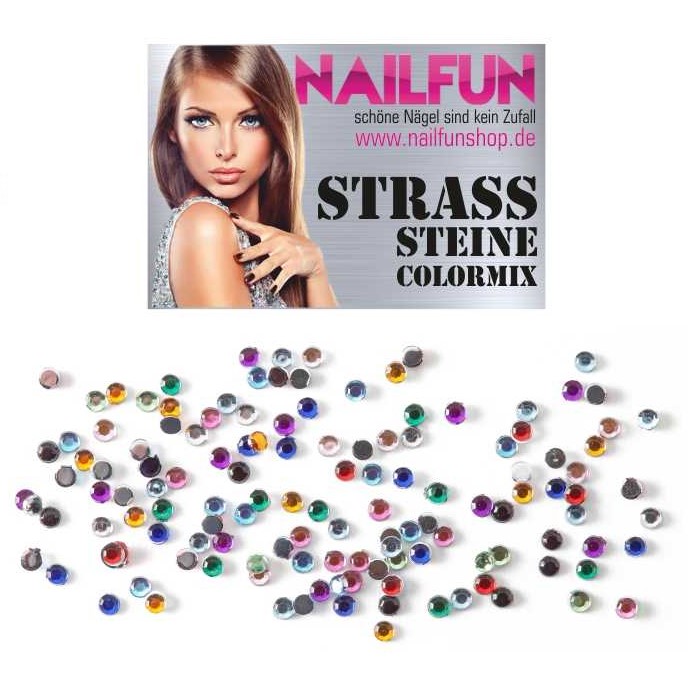 1 Packung NAILFUN Strass Steine Colormix rund 1,5mm