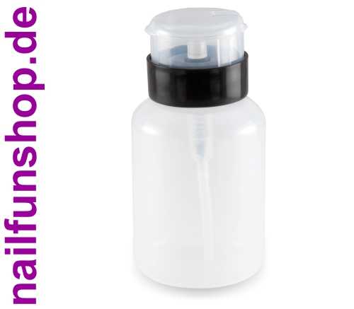Dispenser / Pumpflasche schwarz transparent mit Pumpteller ca.200ml (leer)