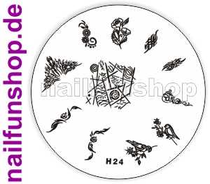 Stamping Schablone H24 - Ornamente Rose Blumen Fullcover French u.a.