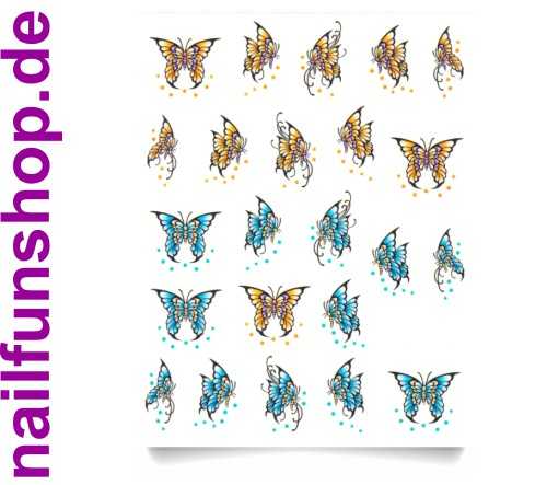 1 Bogen One Stroke Sticker BLE-1397 bunte Schmetterlinge Nailsticker Nailart