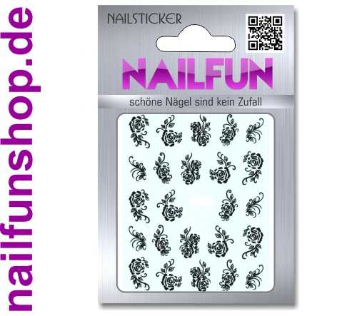 1 Bogen One Stroke Sticker D128 Nailsticker schwarz/weiss Nail-Tattoo