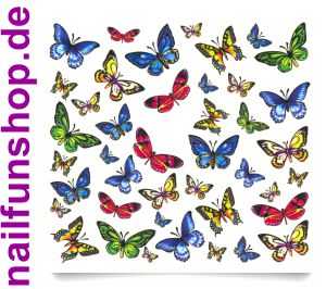 1 Bogen One Stroke Sticker M57 bunte Schmetterlinge Nailsticker Nail-Tattoo