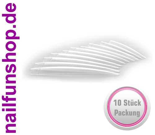10 x XXL Stiletto Tips transparent mit Anklebefläche - Länge: 6,6 bis 9,2 cm
